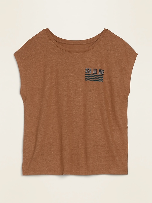 Image number 4 showing, Graphic Linen-Blend Muscle Tee for Women