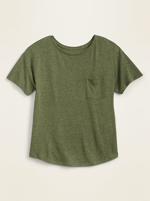 Voir une image plus grande du produit 2 de 2. T-shirt à poche en mélange de lin, coupe ample pour femme