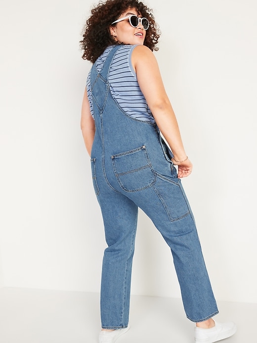 Image number 7 showing, Slouchy Straight Medium-Wash Workwear Jean Overalls for Women