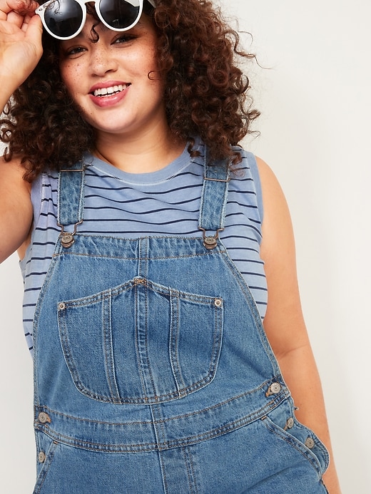 Image number 8 showing, Slouchy Straight Medium-Wash Workwear Jean Overalls for Women