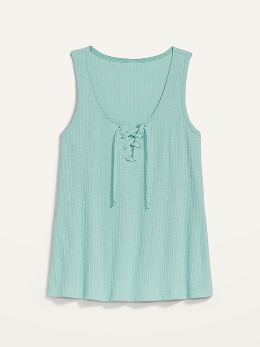 View large product image 2 of 2. Rib-Knit Lace-Up Swing Tank Top for Women