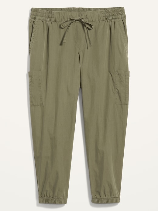 View large product image 2 of 2. High-Waisted Poplin Tapered Jogger Plus-Size Cargo Pants