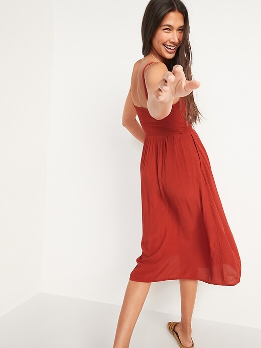Image number 2 showing, Sleeveless Crinkled Smocked Fit & Flare Dress for Women