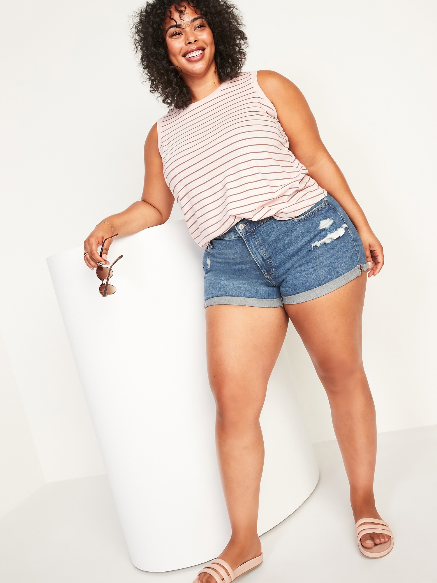 High-Waisted Secret-Smooth Pockets O.G. Straight Plus-Size Ripped