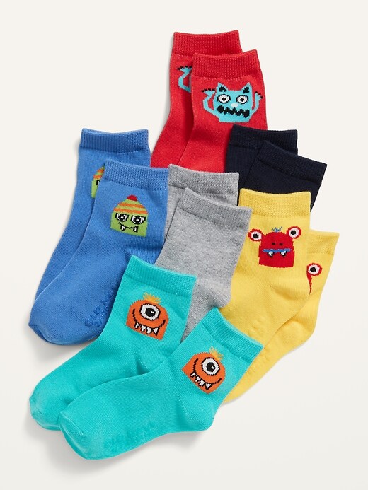View large product image 1 of 1. Unisex 6-Pack Printed Crew Socks for Toddler & Baby