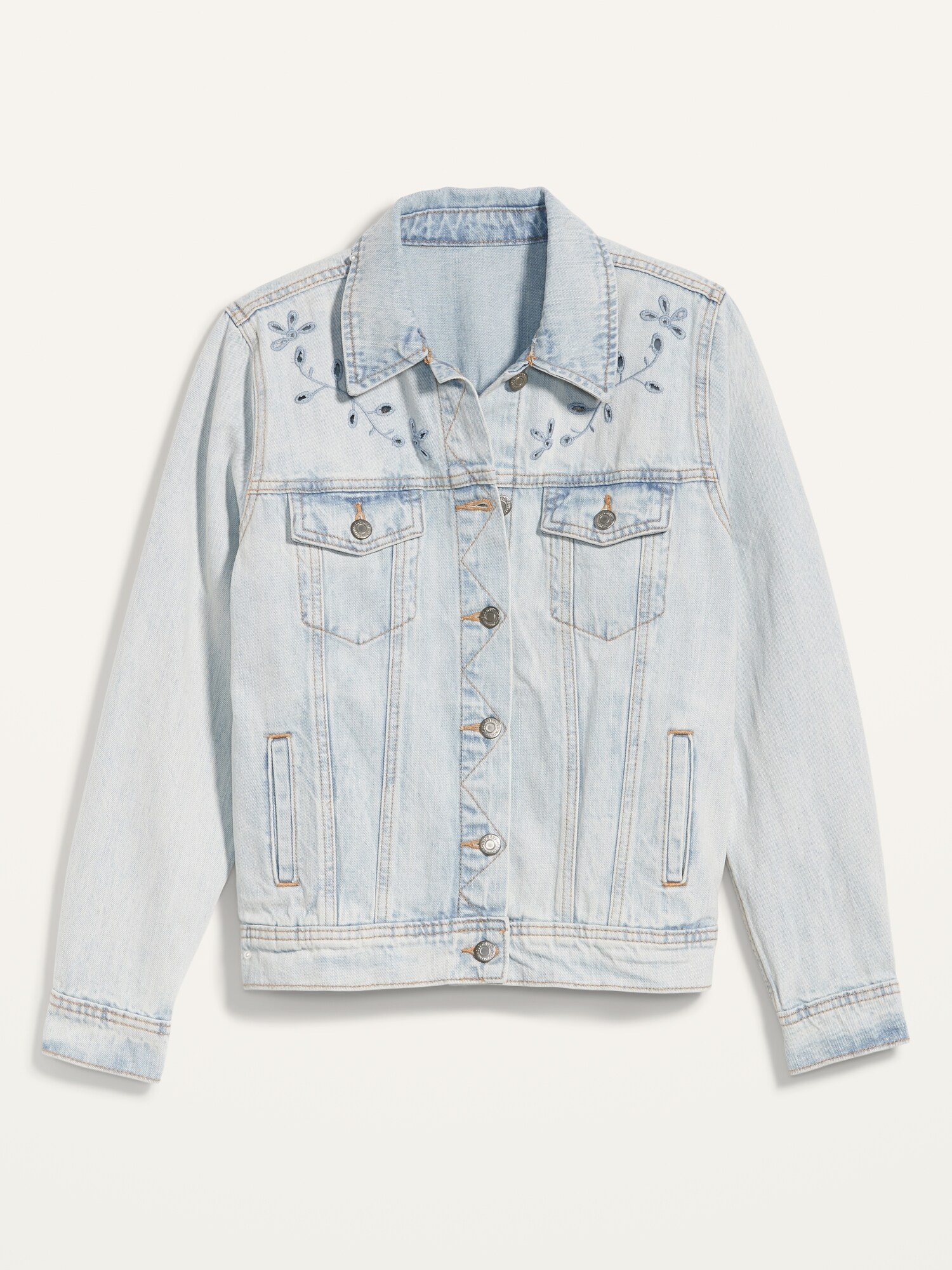 light colored jean jacket