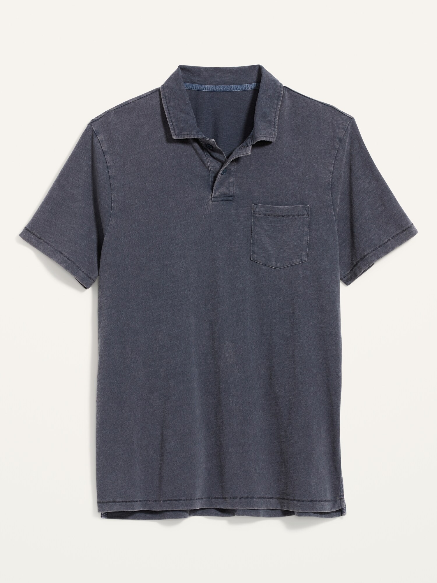 Old Navy Men's Vintage Garment-Dyed Slub-Knit Polo Shirt Moire Navy Regular Size S
