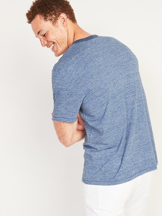 Image number 2 showing, Micro-Stripe Canvas-Placket Henley T-Shirt