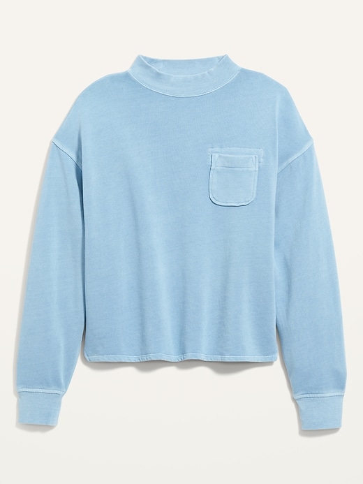 Image number 4 showing, Slouchy Mock-Neck Garment-Dyed Sweatshirt