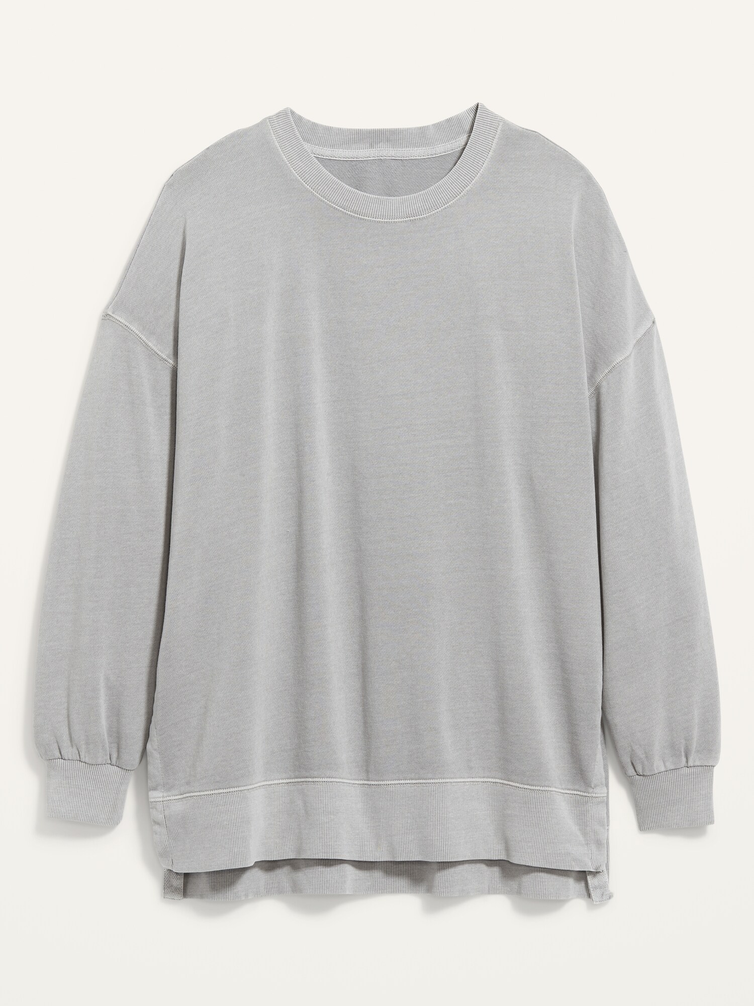 Vintage Long-Sleeve Garment-Dyed French-Terry Tunic Sweatshirt for
