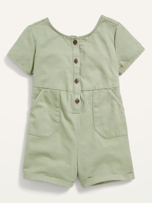 View large product image 1 of 2. Tie-Back Short-Sleeve Twill Utility Romper for Toddler Girls