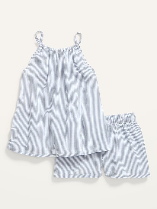 View large product image 1 of 2. Sleeveless Pinstripe A-Line Top and Shorts Set for Toddler Girls