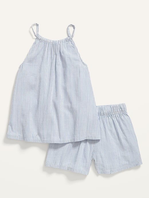 View large product image 2 of 2. Sleeveless Pinstripe A-Line Top and Shorts Set for Toddler Girls
