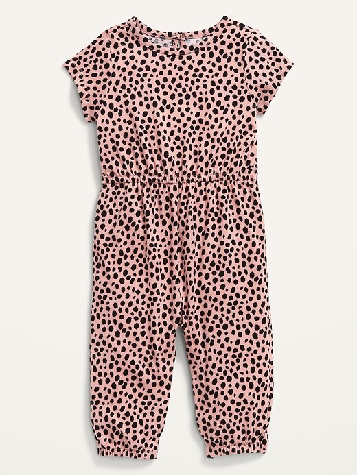 View large product image 1 of 1. Short-Sleeve Jersey Jumpsuit for Baby