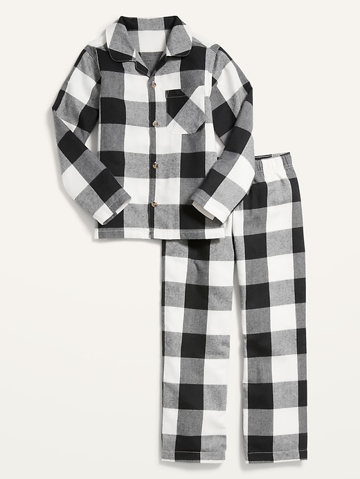 View large product image 2 of 3. Gender-Neutral Matching Plaid Flannel Pajama Set For Kids