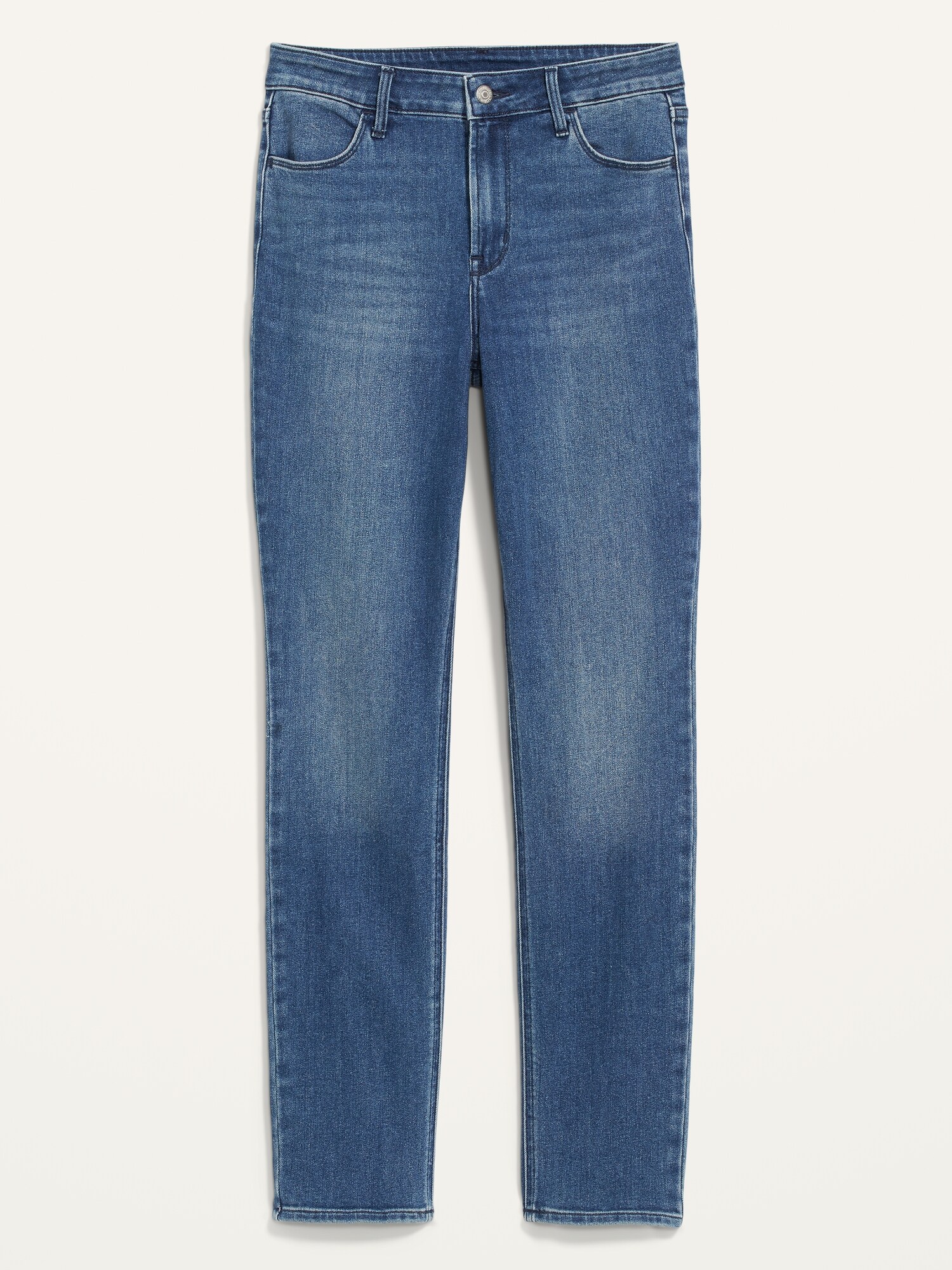 High-Waisted Medium-Wash Straight Jeans 
