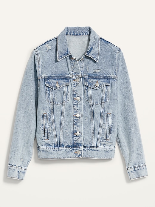 Image number 4 showing, Classic Ripped Non-Stretch Jean Jacket for Women