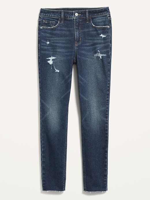 Image number 4 showing, High-Waisted Rockstar Super-Skinny Cut-Off Ankle Jeans for Women
