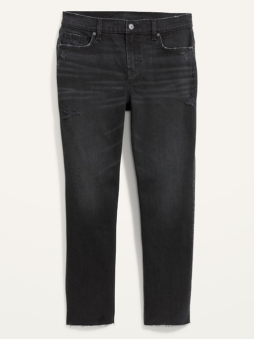 Mid-Rise Boyfriend Straight Cut-Off Black Jeans for Women | Old Navy