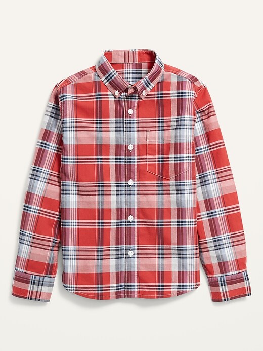 Built-In Flex Plaid Poplin Shirt For Boys | Old Navy