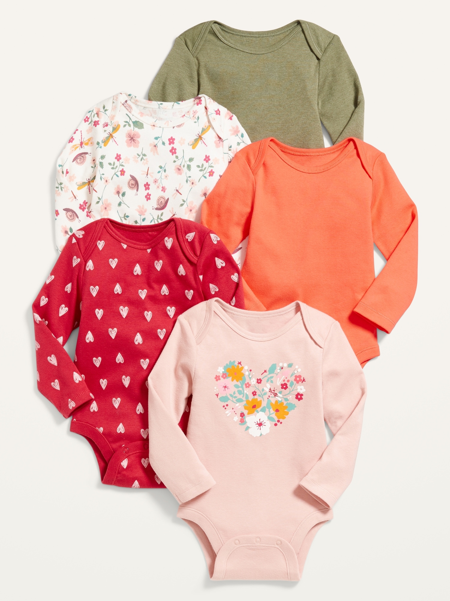 Carter's Baby Girls 4-Pack Printed Cotton Long Sleeve Bodysuits