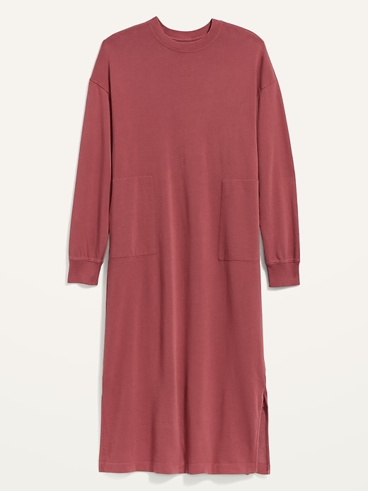 Image number 4 showing, Long-Sleeve Midi Sweatshirt Shift Dress for Women