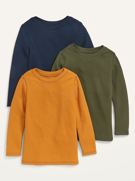 View large product image 1 of 2. Unisex Long-Sleeve Thermal-Knit T-Shirt 3-Pack for Toddler