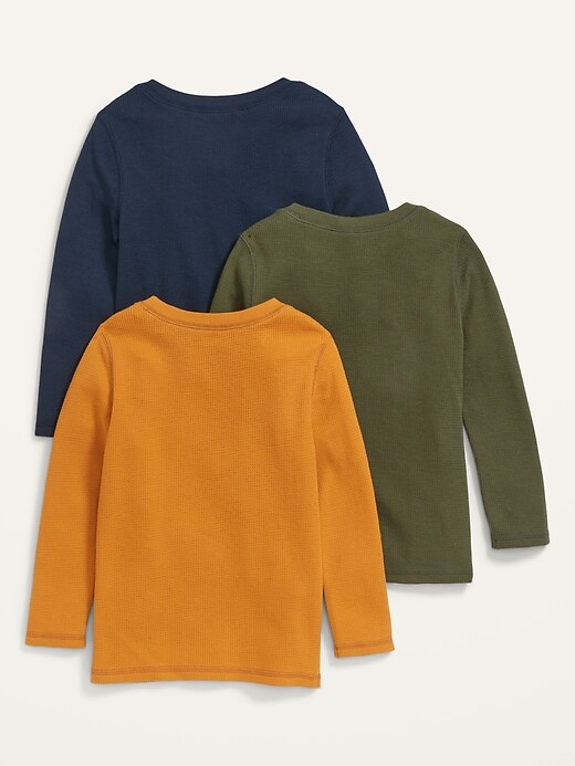 View large product image 2 of 2. Unisex Long-Sleeve Thermal-Knit T-Shirt 3-Pack for Toddler