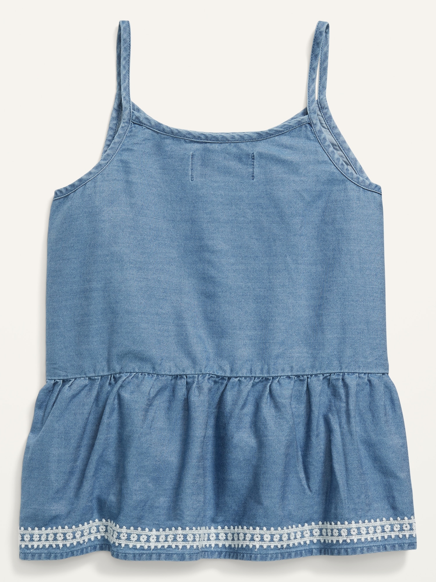 Sleeveless Peplum Eyelet-Hem Chambray Top for Girls | Old Navy