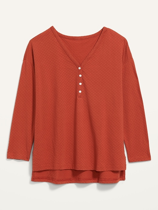 Image number 4 showing, Oversized Pointelle-Knit Pajama Tunic Top