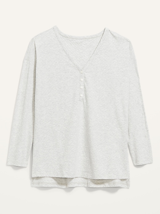 Image number 4 showing, Oversized Pointelle-Knit Pajama Tunic Top