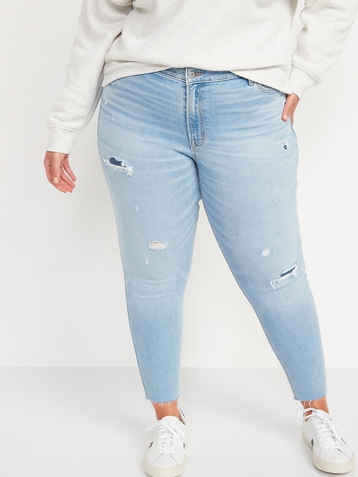 Image number 7 showing, Mid-Rise Rockstar Super-Skinny Ripped Ankle Jeans for Women