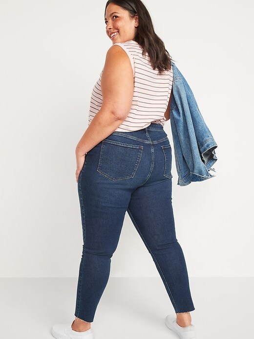 Image number 8 showing, High-Waisted Rockstar Super-Skinny Cut-Off Ankle Jeans for Women