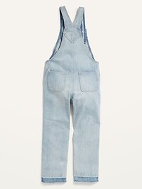 View large product image 3 of 3. Slouchy Straight Light-Wash Frayed-Hem Jean Overalls for Girls