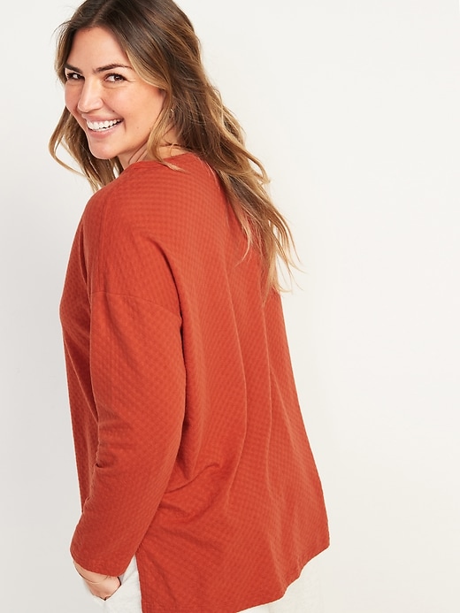 Image number 2 showing, Oversized Pointelle-Knit Pajama Tunic Top