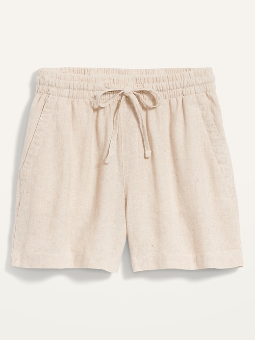 Image number 4 showing, High-Waisted Linen-Blend Shorts for Women -- 4-inch inseam
