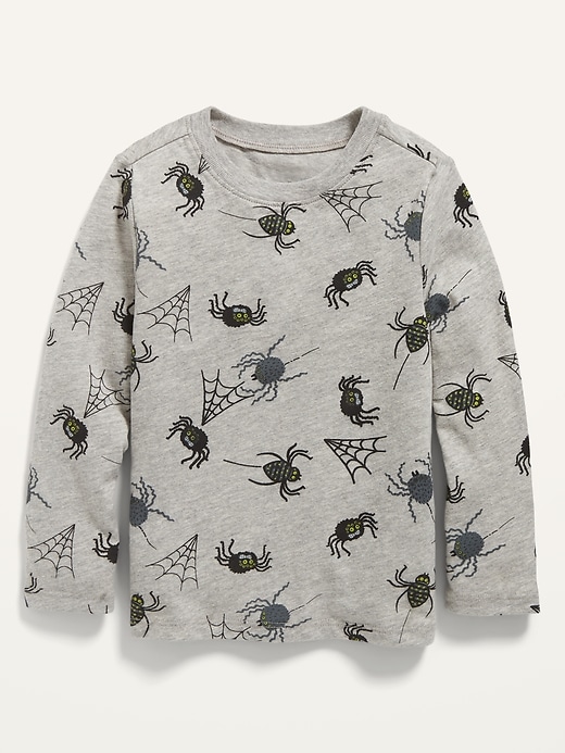 View large product image 1 of 2. Unisex Long-Sleeve Spider-Print T-Shirt for Toddler