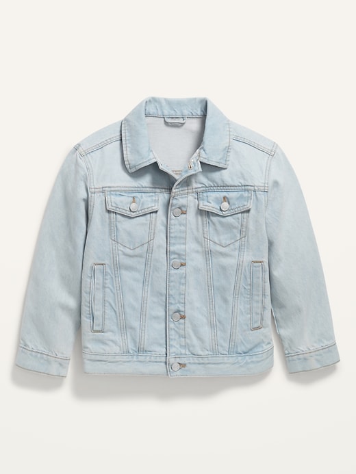 View large product image 2 of 2. Gender-Neutral Oversized Non-Stretch Jean Trucker Jacket for Kids