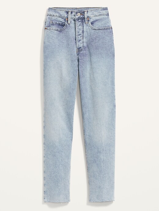 Image number 4 showing, Extra High-Waisted Button-Fly Sky-Hi Straight Raw-Hem Jeans