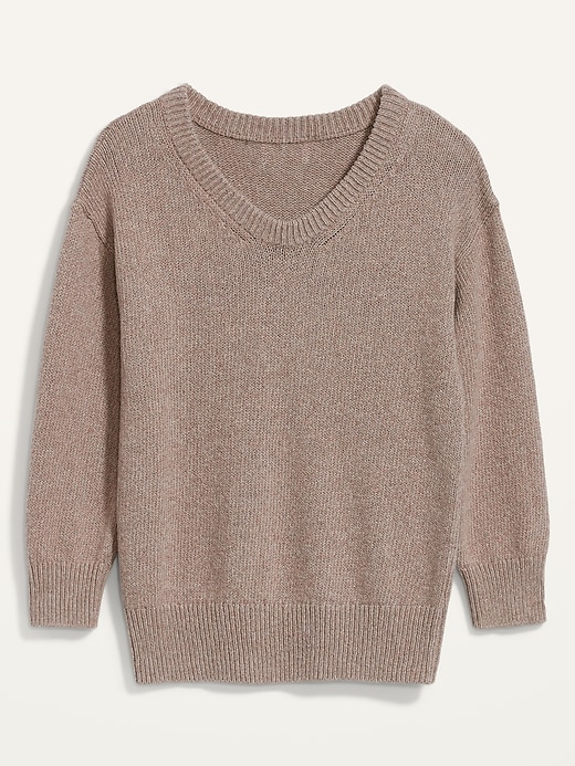 Image number 4 showing, Oversized Voop-Neck Cotton Tunic Sweater for Women