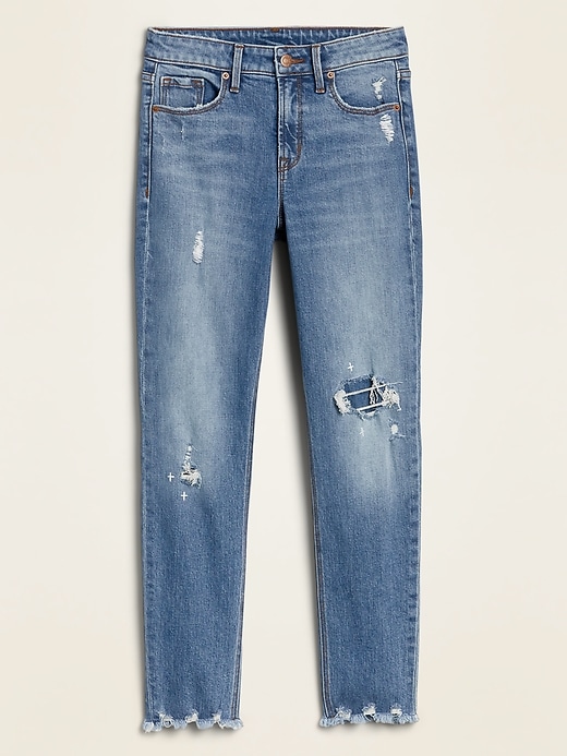 High-Waisted Power Slim Straight Raw-Edge Jeans for Women | Old Navy