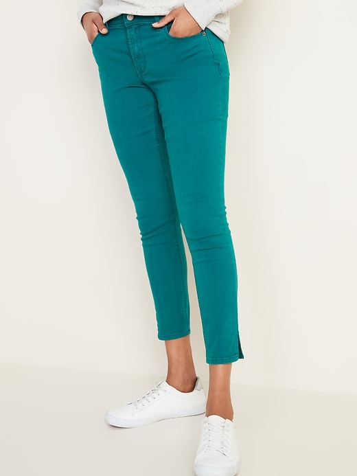 Image number 5 showing, Mid-Rise Pop-Color Side-Slit Rockstar Super Skinny Jeans for Women