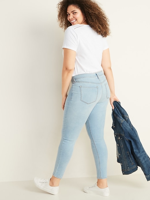 Image number 2 showing, Mid-Rise Light-Wash Super Skinny Ankle Jeans for Women