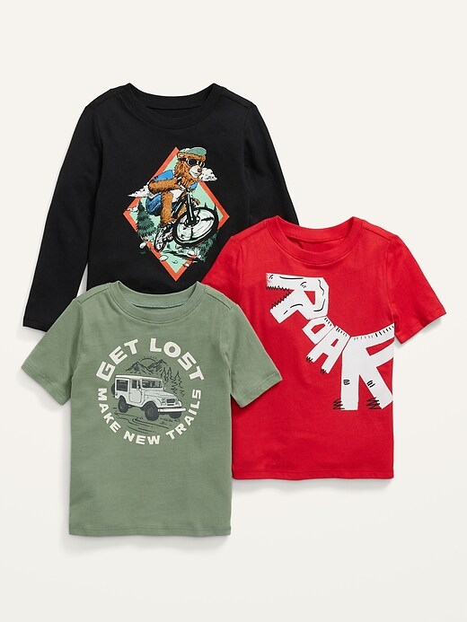 View large product image 1 of 2. Unisex 3-Pack Graphic T-Shirt for Toddler