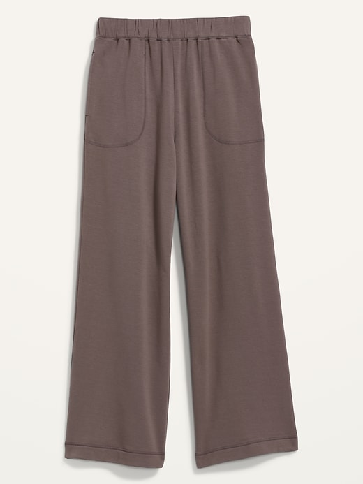 Image number 4 showing, High-Waisted Cozy-Knit Wide-Leg Pajama Pants