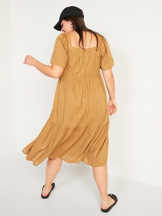Image number 2 showing, Dobby Bell-Sleeve Midi Swing Dress for Women