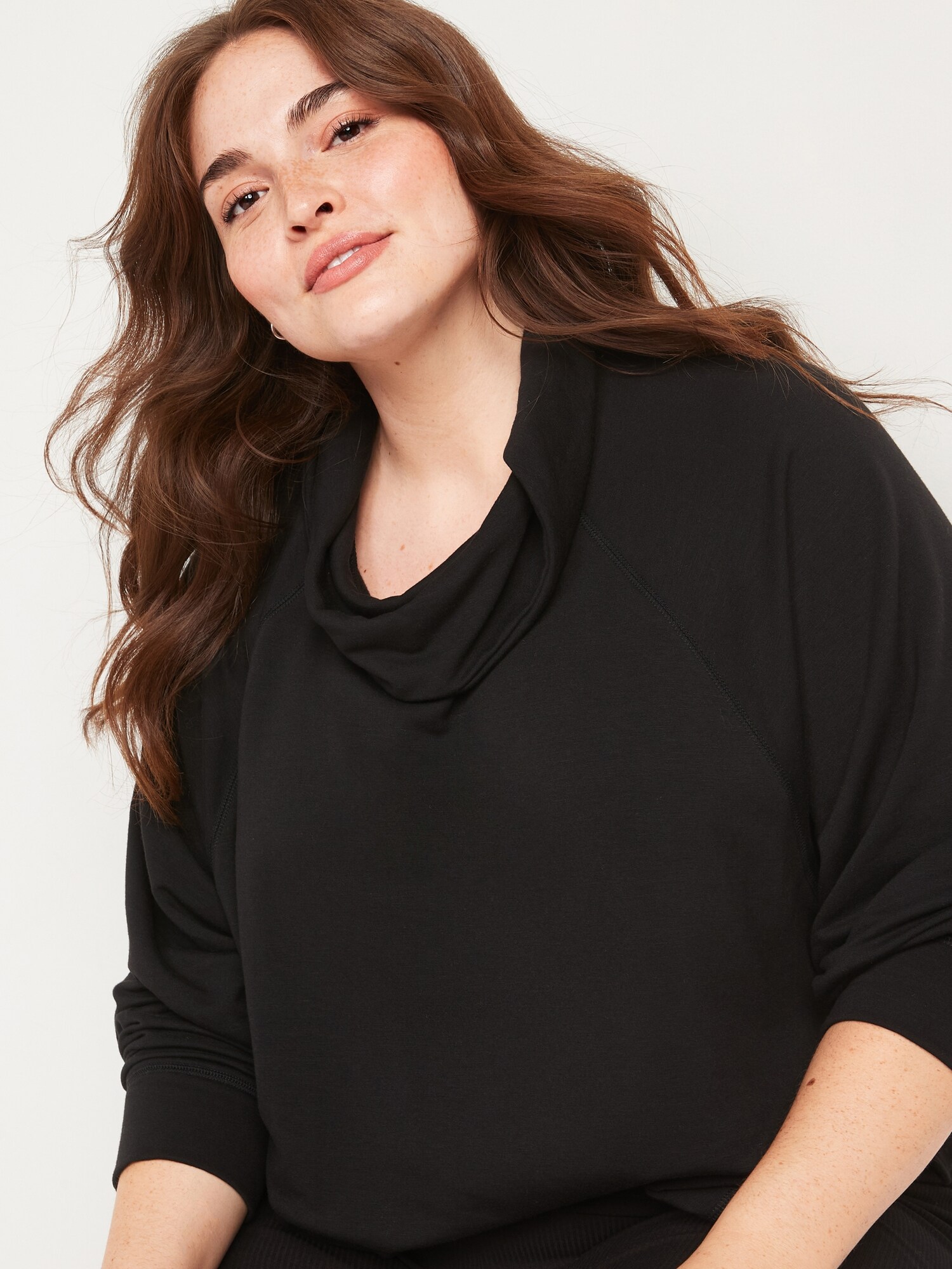 Plus size black sale cowl neck sweater