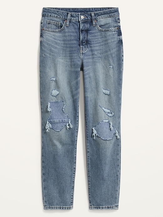 Image number 4 showing, High-Waisted Button-Fly O.G. Straight Ripped Ankle Jeans for Women