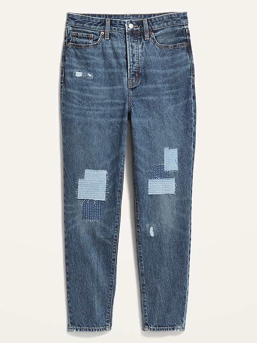 Image number 4 showing, Higher High-Waisted Button-Fly OG Straight Patchwork Non-Stretch Jeans for Women