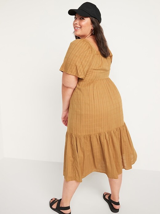 Image number 6 showing, Dobby Bell-Sleeve Midi Swing Dress for Women